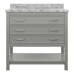 Affinity 37" Single Sink Vanity with White & Gray Carrara Marble Top