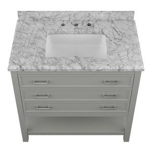 Affinity 37" Single Sink Vanity with White & Gray Carrara Marble Top