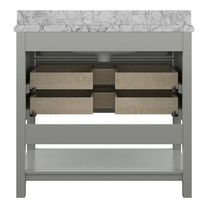 Affinity 37" Single Sink Vanity with White & Gray Carrara Marble Top