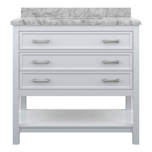 Affinity 37" Single Sink Vanity with White & Gray Carrara Marble Top