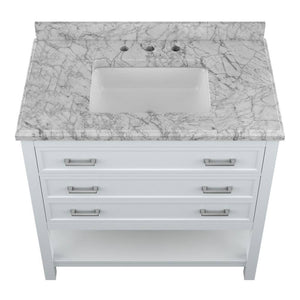 Affinity 37" Single Sink Vanity with White & Gray Carrara Marble Top