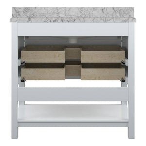 Affinity 37" Single Sink Vanity with White & Gray Carrara Marble Top