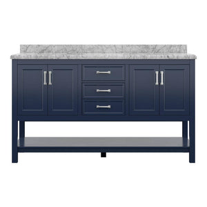 Affinity 61" Double Sink Vanity with White & Gray Carrara Marble Top