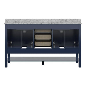 Affinity 61" Double Sink Vanity with White & Gray Carrara Marble Top