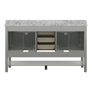 Affinity 61" Double Sink Vanity with White & Gray Carrara Marble Top