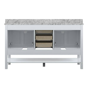 Affinity 61" Double Sink Vanity with White & Gray Carrara Marble Top
