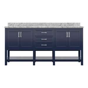 Affinity 72" Double Sink Vanity with White & Gray Carrara Marble Top