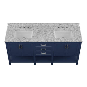 Affinity 72" Double Sink Vanity with White & Gray Carrara Marble Top