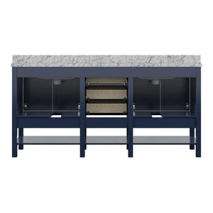 Affinity 72" Double Sink Vanity with White & Gray Carrara Marble Top
