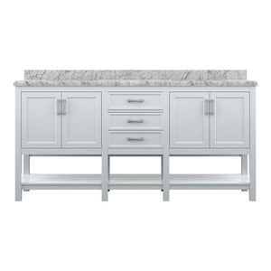 Affinity 72" Double Sink Vanity with White & Gray Carrara Marble Top