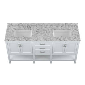 Affinity 72" Double Sink Vanity with White & Gray Carrara Marble Top