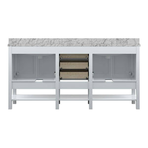Affinity 72" Double Sink Vanity with White & Gray Carrara Marble Top