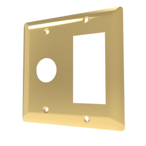 Amba Products Controller AJ-DGP-PG Jeeves Double Gang Plate - 0.5 x 4.5 x 4.5 in. - Polished Gold Finish