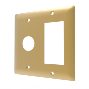 Amba Products Controller AJ-DGP-SB Jeeves Double Gang Plate - 0.5 x 4.5 x 4.5 in. - Satin Brass Finish