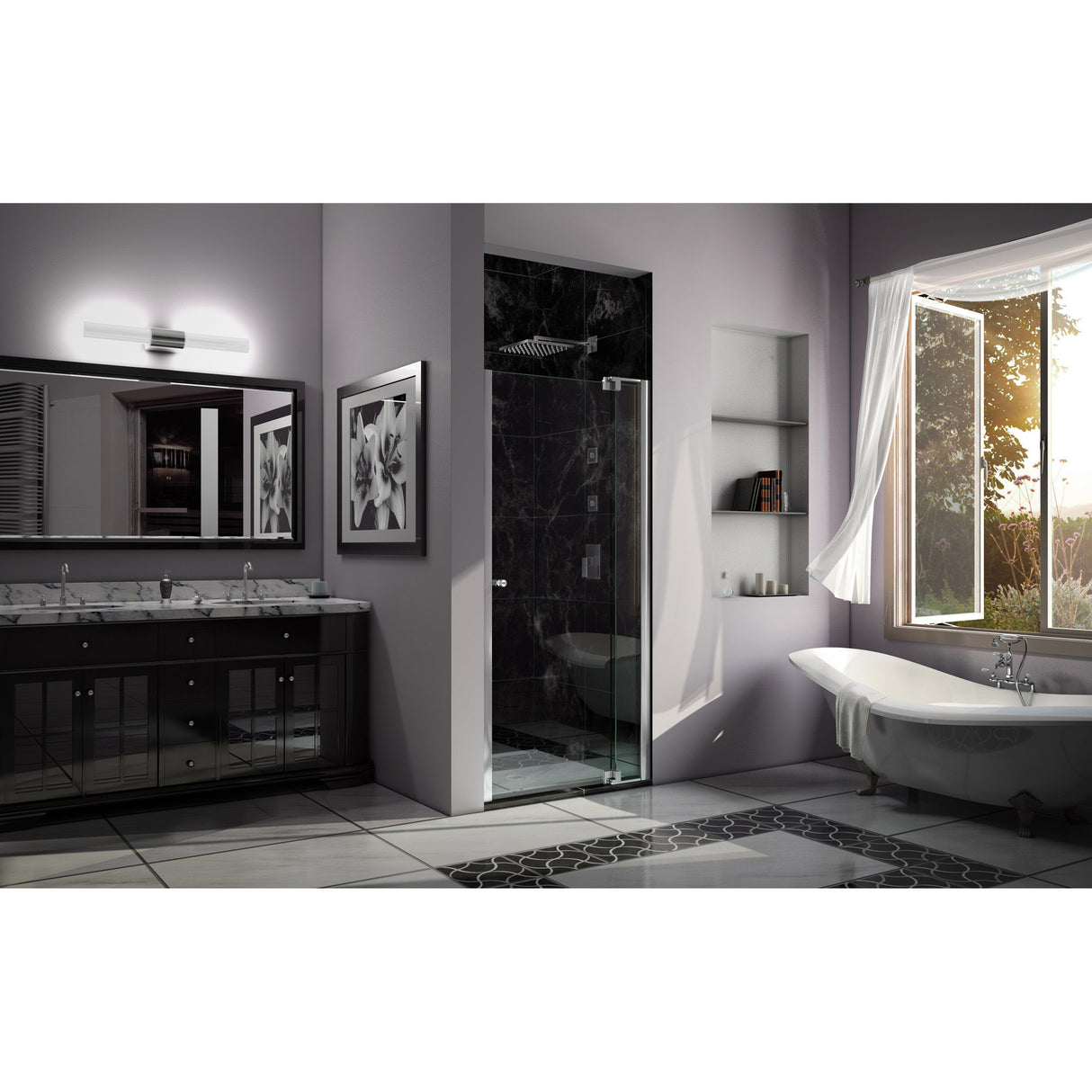 DreamLine Allure 38-39 in. W x 73 in. H Frameless Pivot Shower Door in Chrome