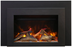 Amantii INS-FM-34 Insert Series - 34" Electric Fireplace Insert with Black Steel Surround and Overlay