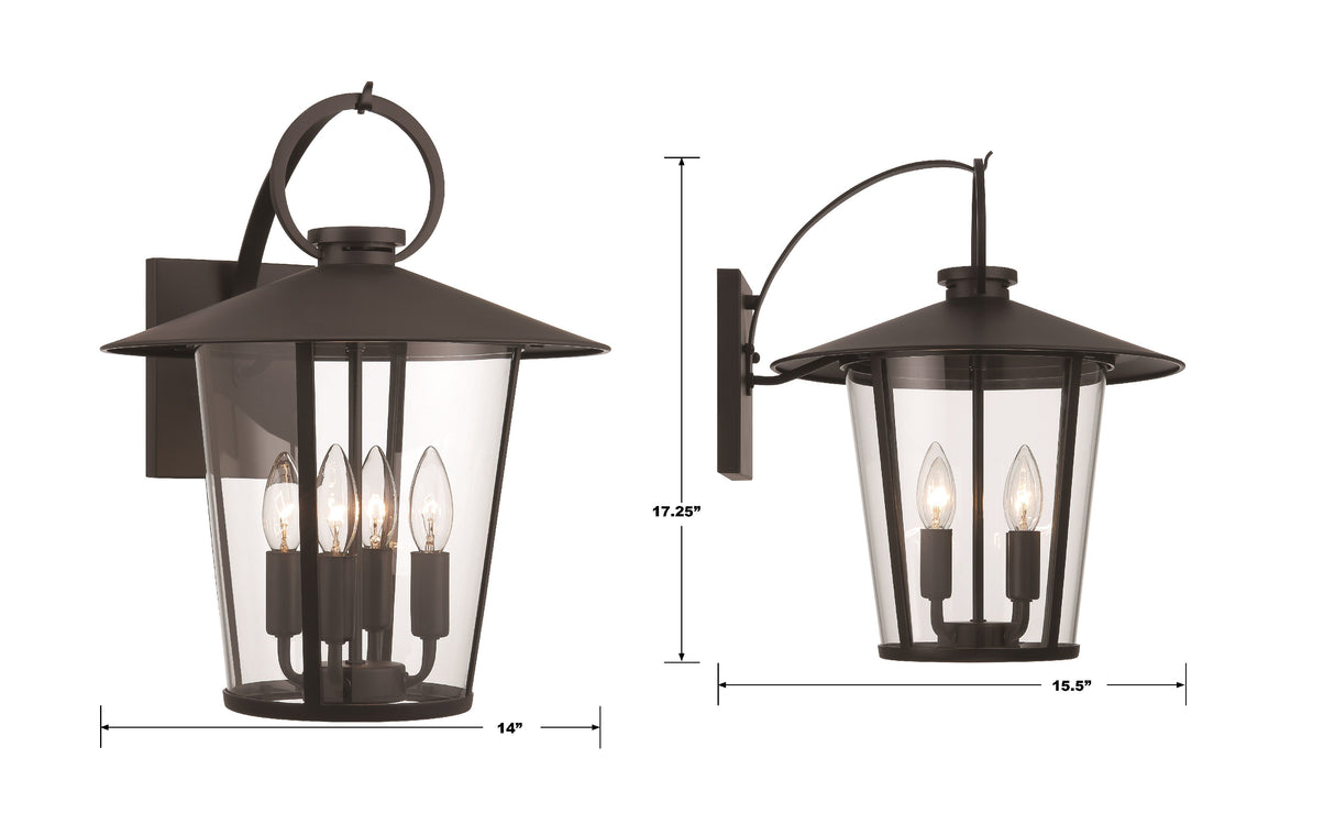 Andover 4 Light Matte Black Outdoor Sconce AND-9202-CL-MK