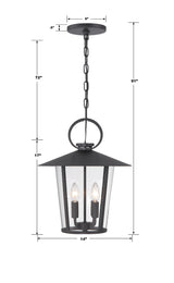 Andover 4 Light Matte Black Outdoor Pendant AND-9204-CL-MK