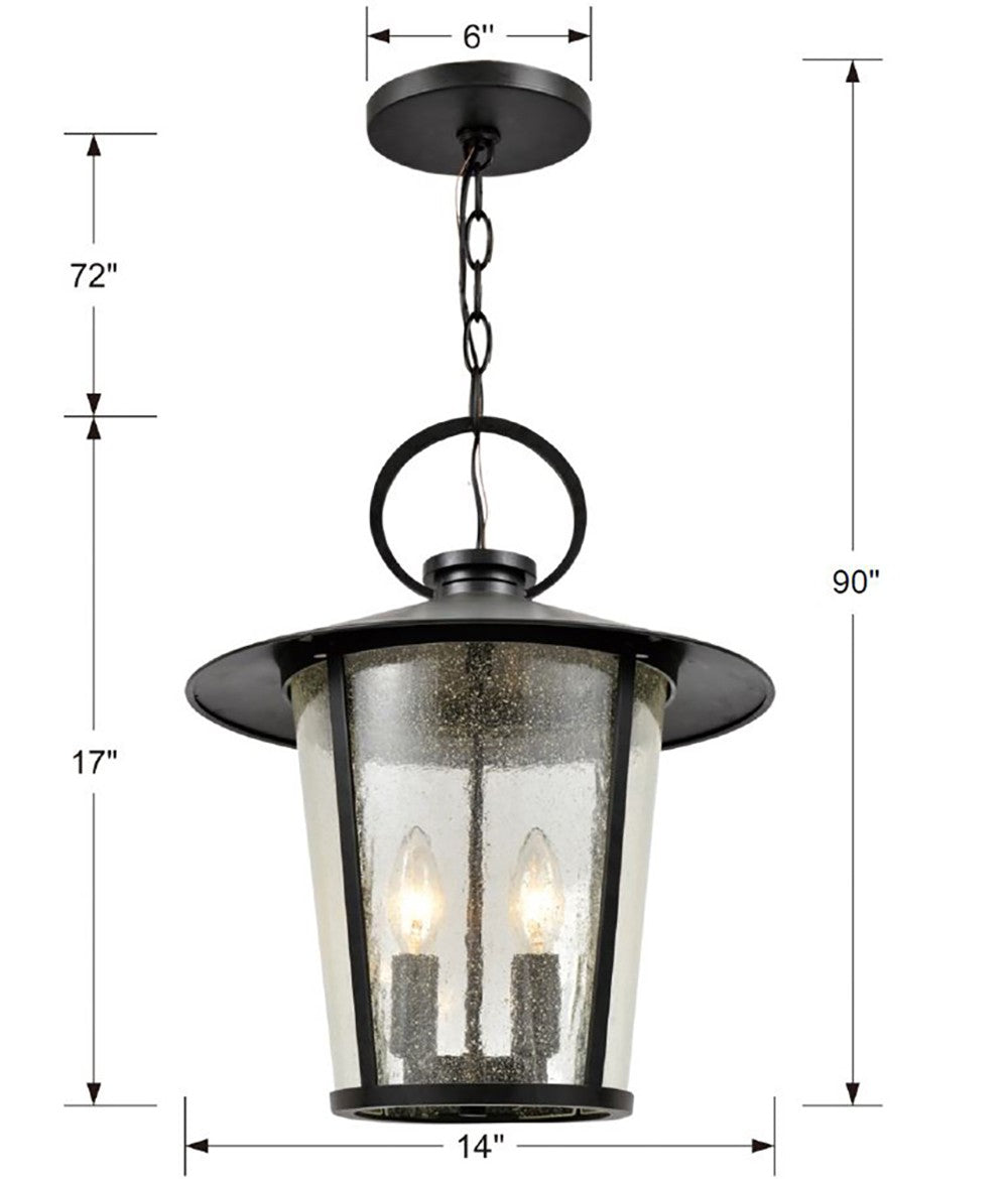 Andover 4 Light Matte Black Outdoor Pendant AND-9204-SD-MK