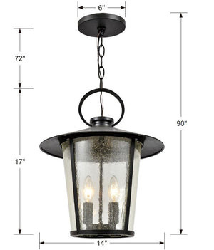 Andover 4 Light Matte Black Outdoor Pendant AND-9204-SD-MK