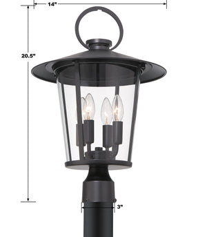 Andover 4 Light Matte Black Outdoor Post AND-9209-CL-MK