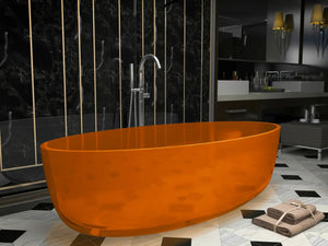 Opal 67 in. One Piece Stone Resin Freestanding Bathtub in Translucent Orange