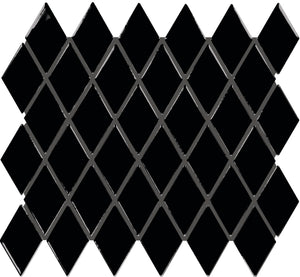 American Olean Color Story Mosaics Black Harlequin 2x3 Glossy Mosaic Tile