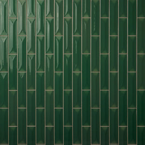 American Olean Color Story Pinstripes Wisdom Rectangle 2x8 Wave Crest Glossy Wall Tile