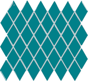 American Olean Color Story Mosaics Peacock Blue Harlequin 2x3 Glossy Mosaic Tile