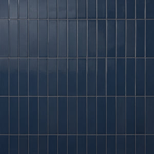 American Olean Color Story Pinstripes Navy Rectangle 2x8 Fluted Glossy Wall Tile