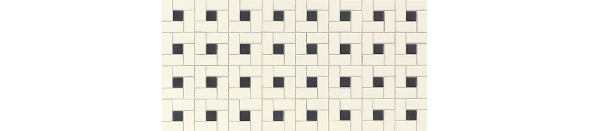 American Olean Unglazed Mosaics Biscuit/Black Dot Windmill 1x2 Matte Mosaic Tile