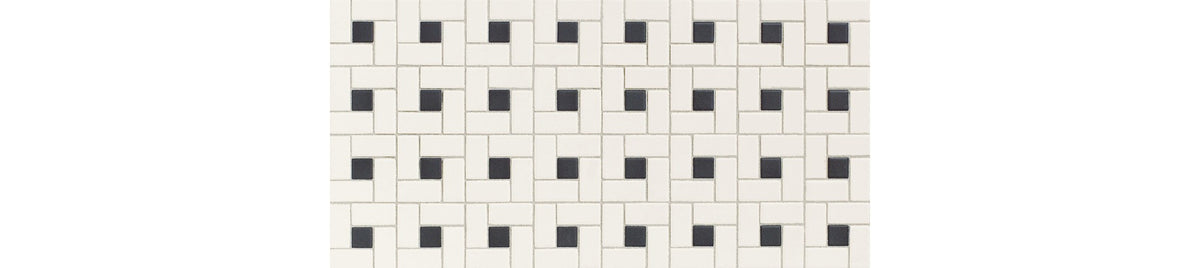 American Olean Unglazed Mosaics Ice White/Black Windmill 2x1 Matte Mosaic Tile