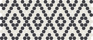 American Olean Unglazed Mosaics IceWhite/Black Penny Rounds Matte Mosaic Tile