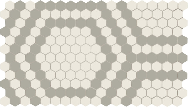 American Olean Unglazed Mosaics Ice White/Light Smoke Hex Hexagon 1x1 Matte Mosaic Tile