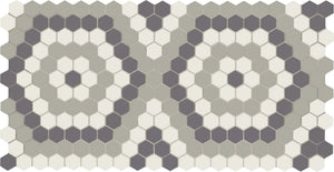 American Olean Unglazed Mosaics Ice White/Black/Light Smoke Hexagon 1x1 Matte Mosaic Tile