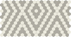 American Olean Unglazed Mosaics Ice White/Light Smoke/Diamond Hexagon 1x1 Matte Mosaic Tile