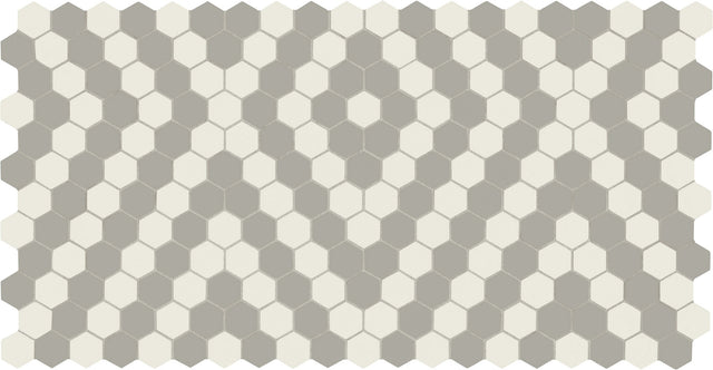 American Olean Unglazed Mosaics Ice White/Light Smoke/Diamond Hexagon 1x1 Matte Mosaic Tile