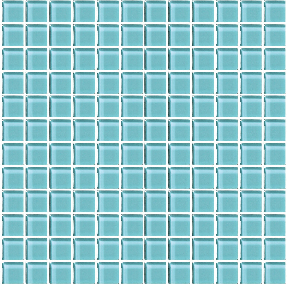 American Olean Color Appeal Fountain Blue Straight Joint 1x1 Glass Mosaic Tile