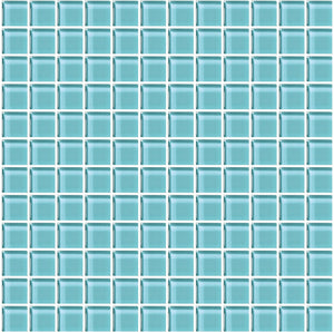 American Olean Color Appeal Fountain Blue Straight Joint 1x1 Glass Mosaic Tile