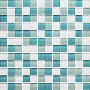American Olean Color Appeal Sea Pearl Blend Straight Joint 1x1 Glass Mosaic Tile