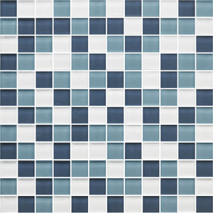 American Olean Color Appeal Blue Moon Blend Straight Joint 1x1 Glass Mosaic Tile