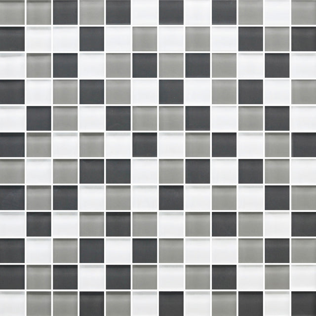 American Olean Color Appeal Silver Spring Blend Straight Joint 1x1 Glass Mosaic Tile
