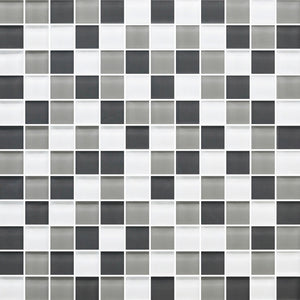 American Olean Color Appeal Silver Spring Blend Straight Joint 1x1 Glass Mosaic Tile