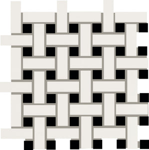 American Olean Color Story Mosaics White / Black / Matte Basketweave Matte Mosaic Tile