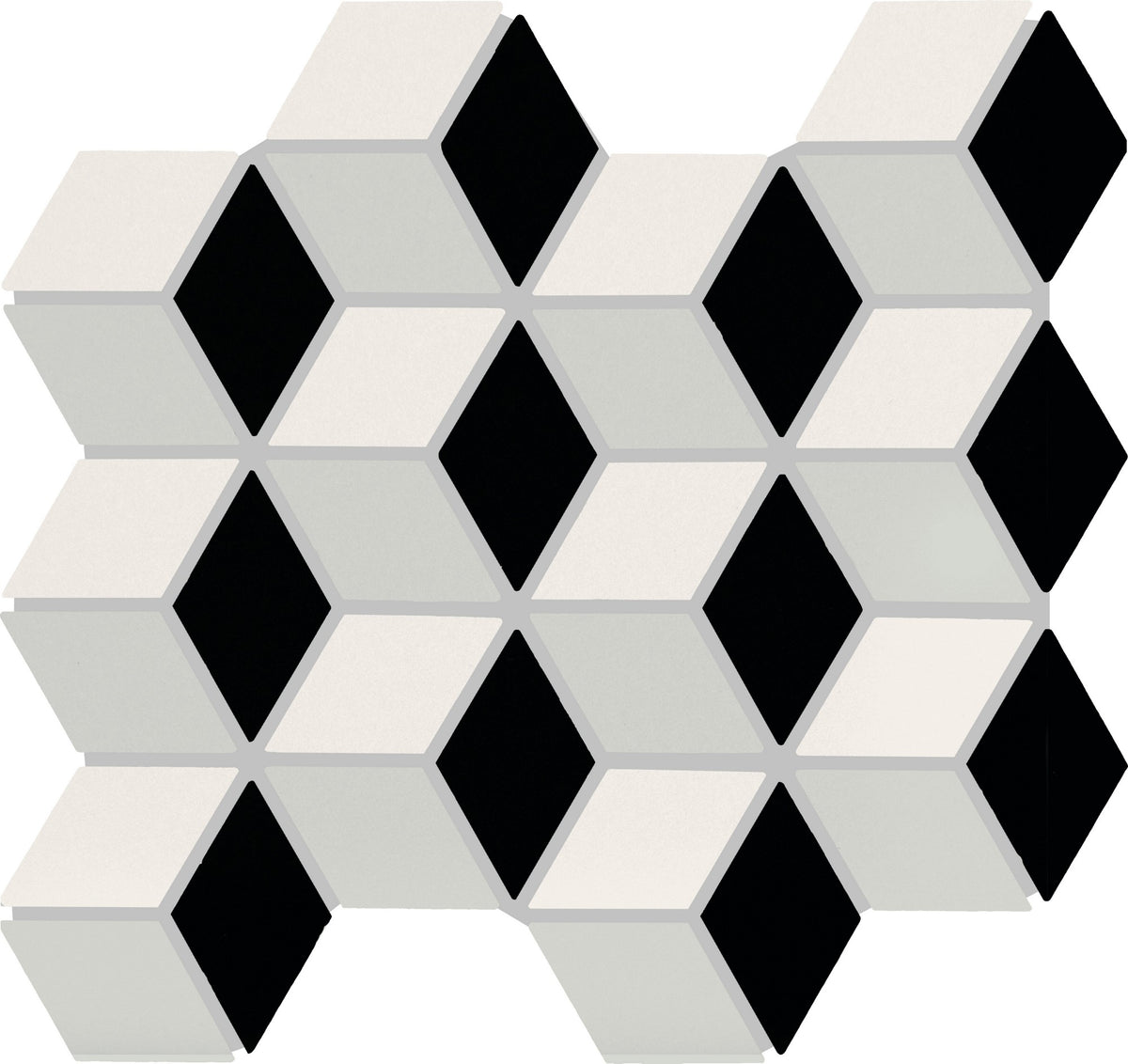 American Olean Color Story Mosaics White/Black/Balance/Matte Cubist 2x3 Matte Mosaic Tile