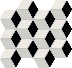 American Olean Color Story Mosaics White/Black/Balance/Matte Cubist 2x3 Matte Mosaic Tile