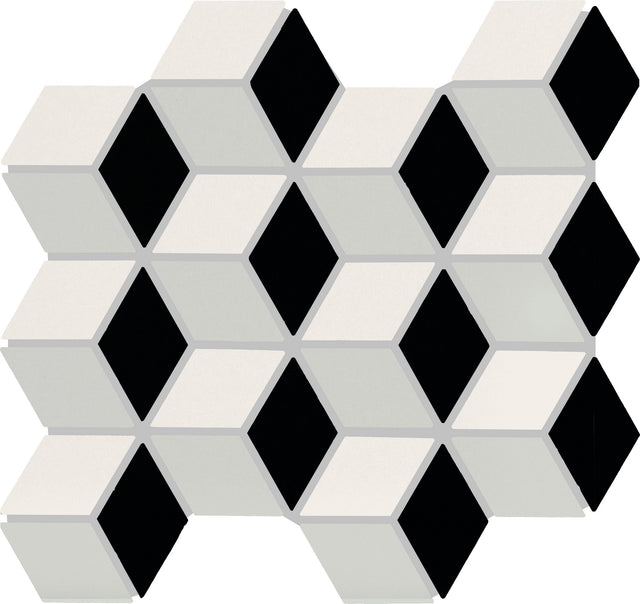American Olean Color Story Mosaics White/Black/Balance/Matte Cubist 2x3 Matte Mosaic Tile
