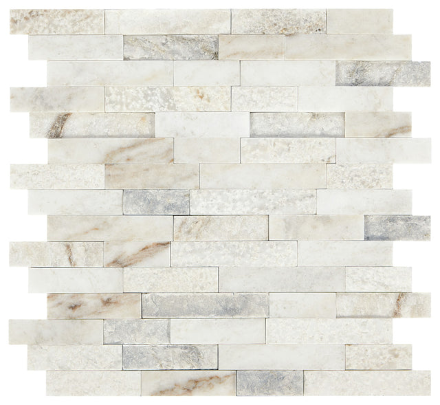 American Olean Presario Lumen White Random Linear Straight Edge Mix Mosaic Natural Stone Tile