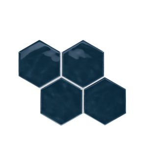 American Olean Playscapes Midnight Blue Hexagon 4 Undulated Glossy Wall Tile