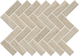 American Olean Sunset Falls Beige Herringbone 1x3 Matte Mosaic Tile
